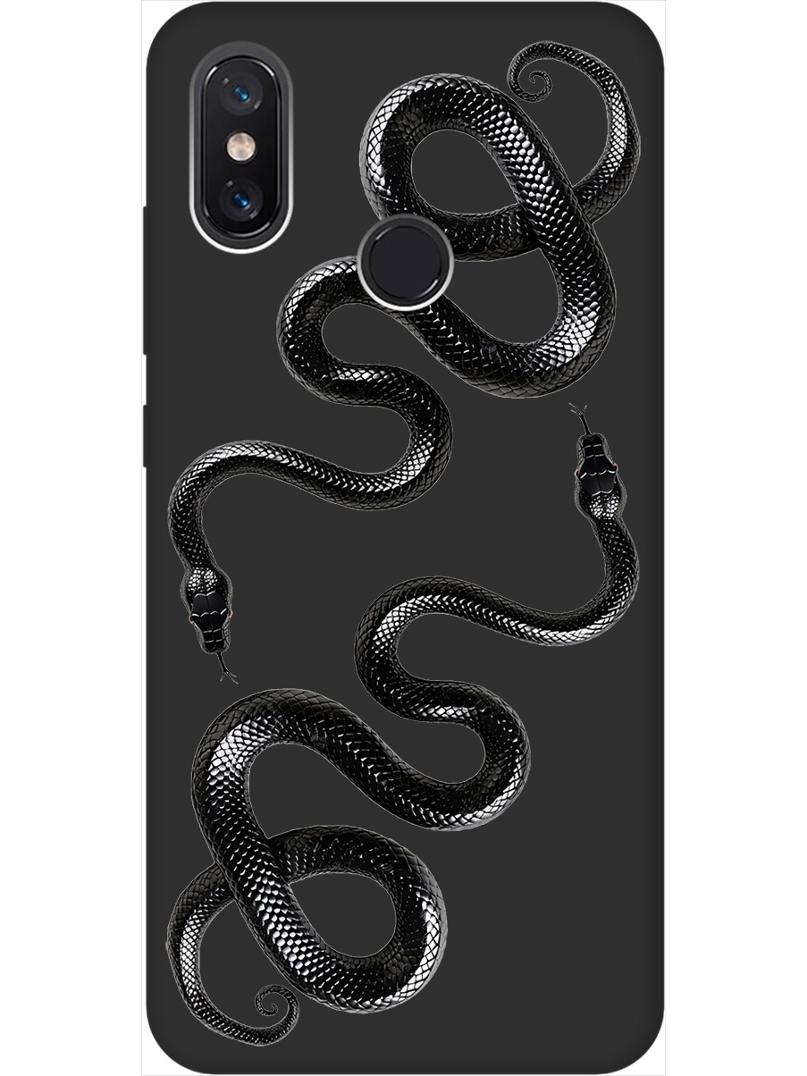 

Силиконовый чехол на Xiaomi Mi 8 с принтом "Черные мамбы" матовый черный, 718409913