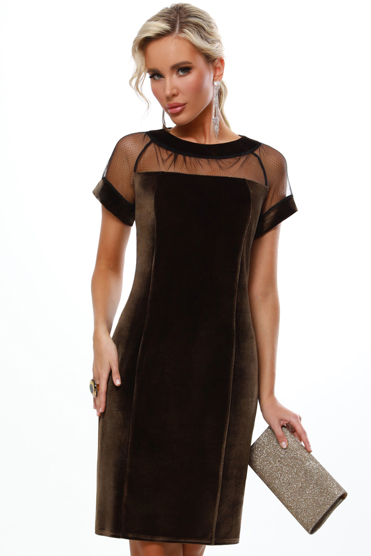 Платье женское DSTrend Магия красоты коричневое 50 RU