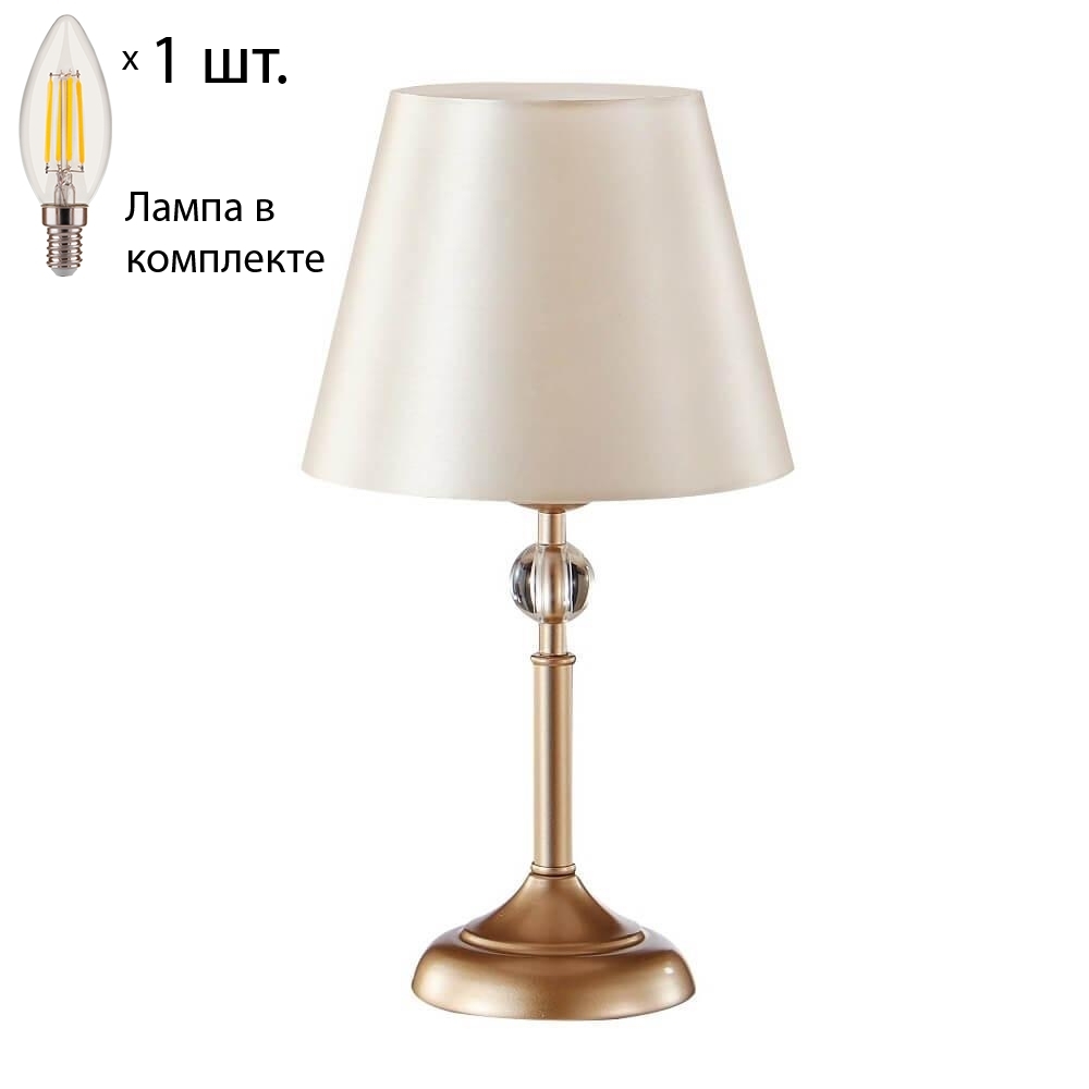 Настольная лампа Crystal Lux с лампочкой Flavio LG1 Gold+Lamps E14 Свеча