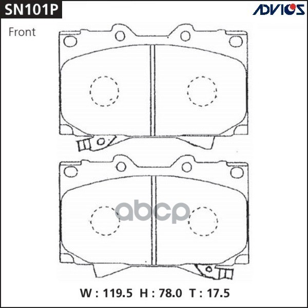 

Тормозные колодки ADVICS дисковые SN101P