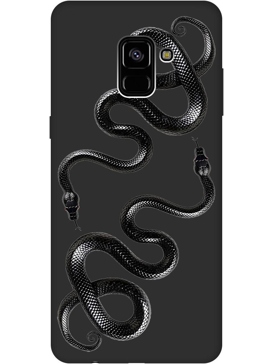 

Силиконовый чехол на Samsung Galaxy A8+ (2018) с принтом "Черные мамбы" матовый черный, 716847613