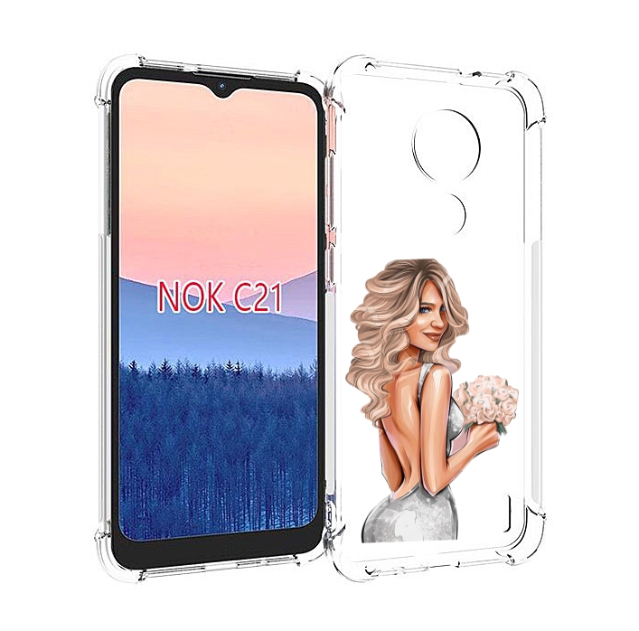 

Чехол MyPads Роскошное-платье женский для Nokia C21, Прозрачный, Tocco
