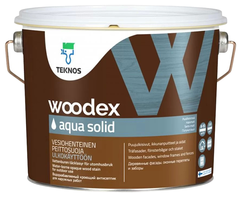 фото Антисептик teknos бесцветный woodex aqua solid pm3 2,7 л