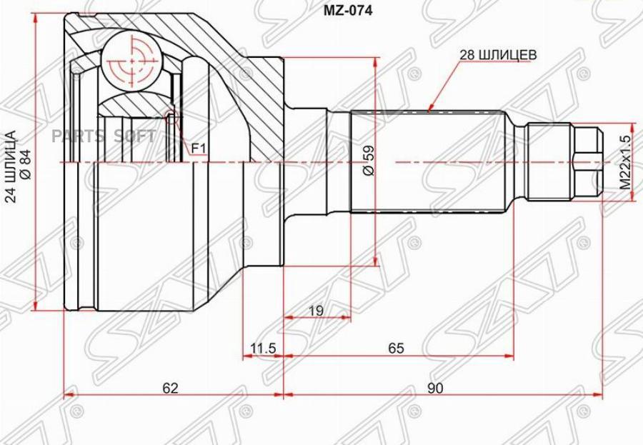 

Шрус наружный MAZDA 3 BL АКПП 2.0