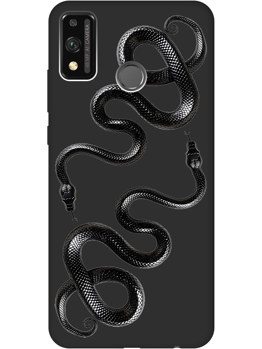 

Силиконовый чехол на Honor 9X Lite с принтом "Черные мамбы" матовый черный, 723565413