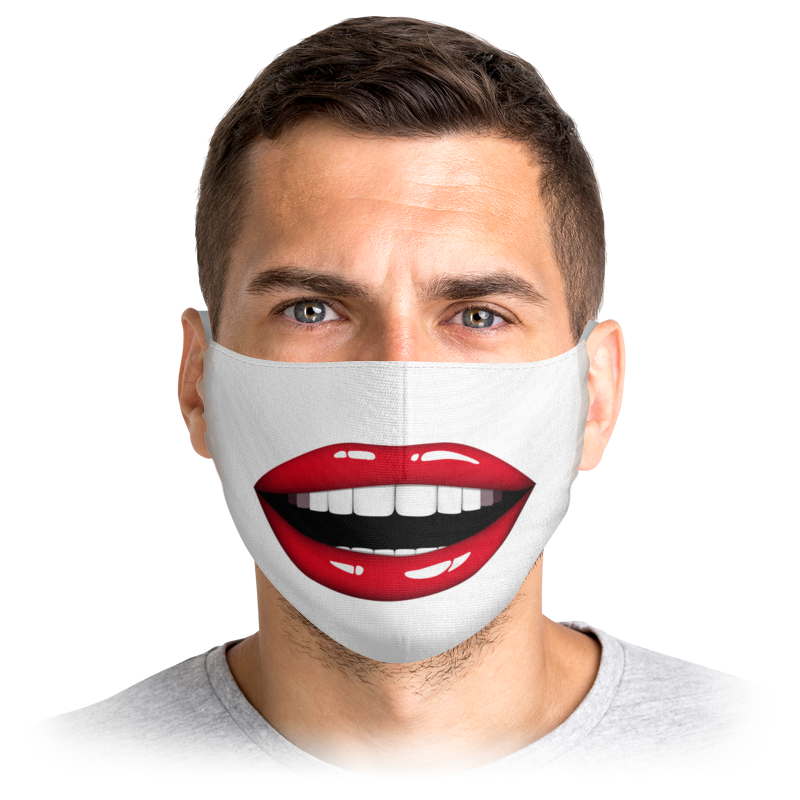 

Многоразовая маска Printio Smile lips белая L, Smile lips