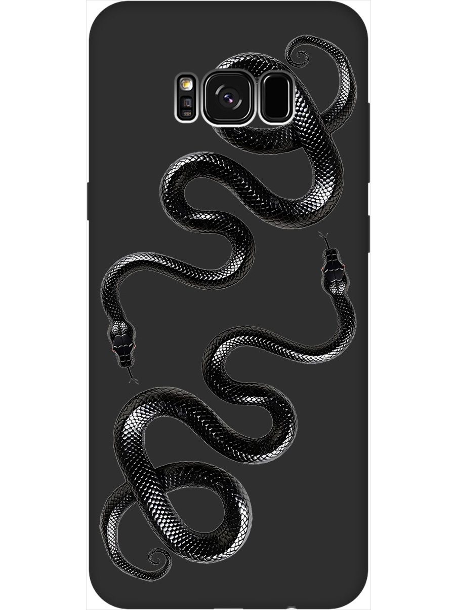 

Силиконовый чехол на Samsung Galaxy S8+ с принтом "Черные мамбы" матовый черный, 713984413
