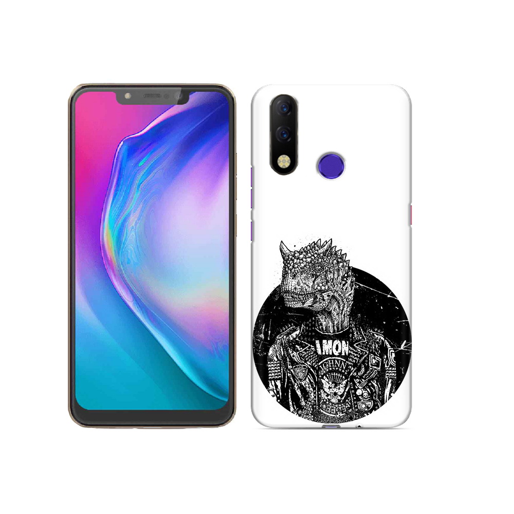 

Чехол MyPads Tocco для Tecno Spark 3 Pro динозавр в куртке, Прозрачный, Tocco