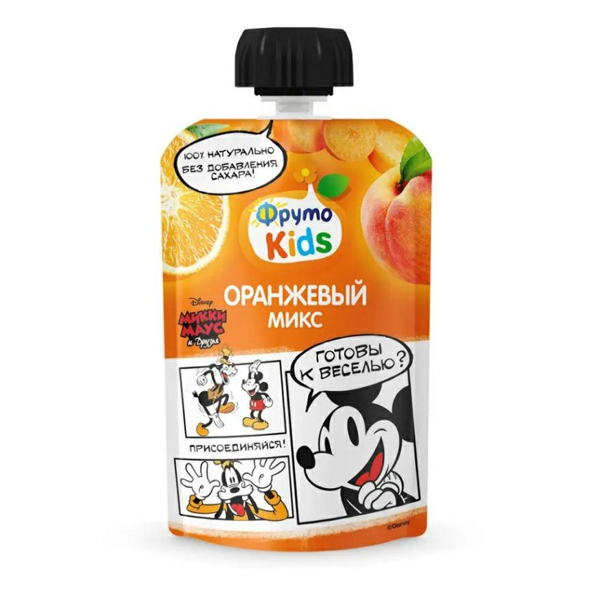 

ФрутоKids Пюре Оранжевый микс (яблоко-персик-морковь-апельсин), 6м+, 90 г, 1 шт., P079048 пауч