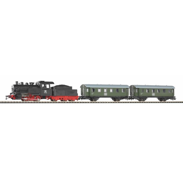 фото Стартовый набор piko «пассажирский поезд с паровозом», рельсы на подложке