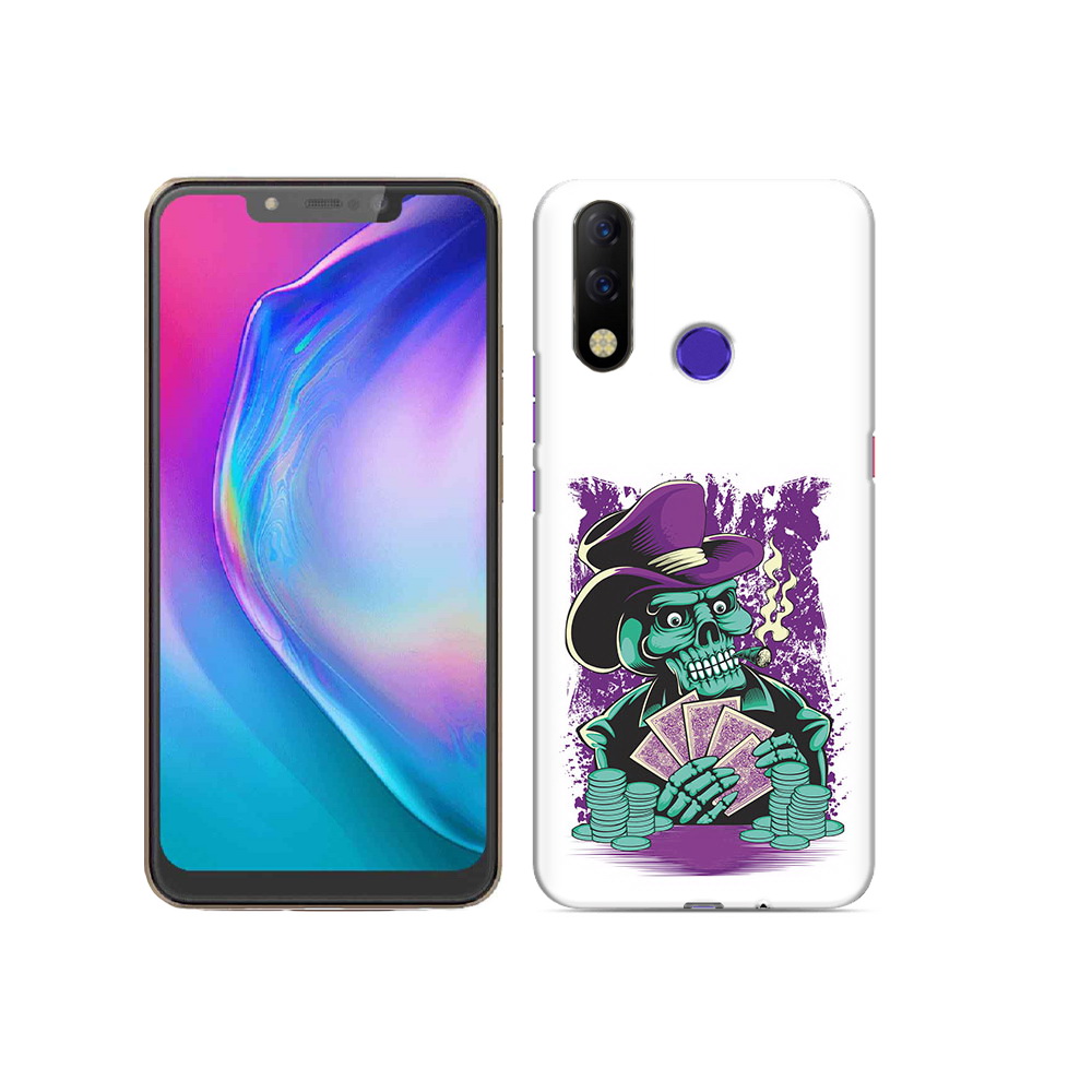 

Чехол MyPads Tocco для Tecno Spark 3 Pro зеленый череп с картами, Прозрачный, Tocco