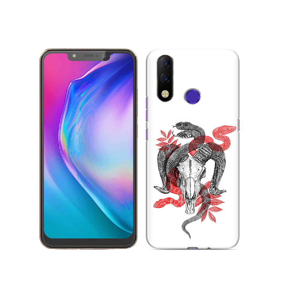

Чехол MyPads Tocco для Tecno Spark 3 Pro змея в черепе рисунок, Прозрачный, Tocco