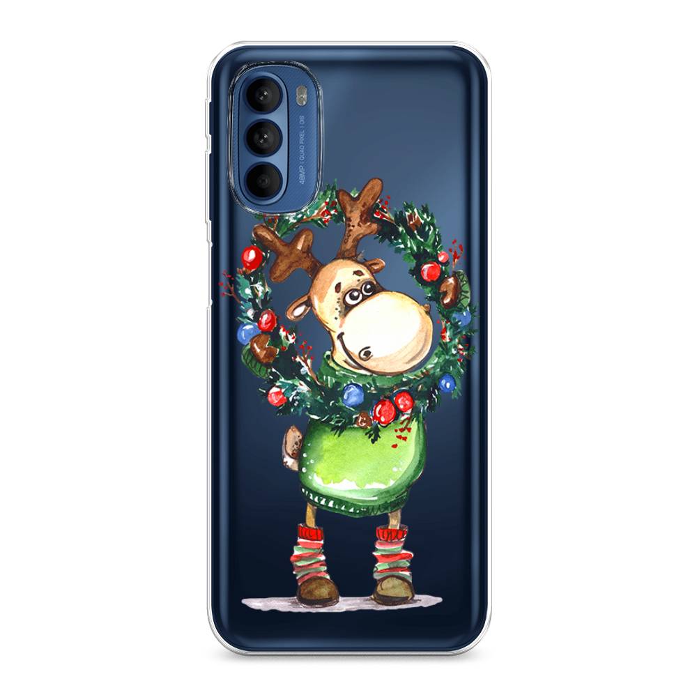 

Чехол на Motorola Moto G31 "Олень с новогодним венком", 242550-4