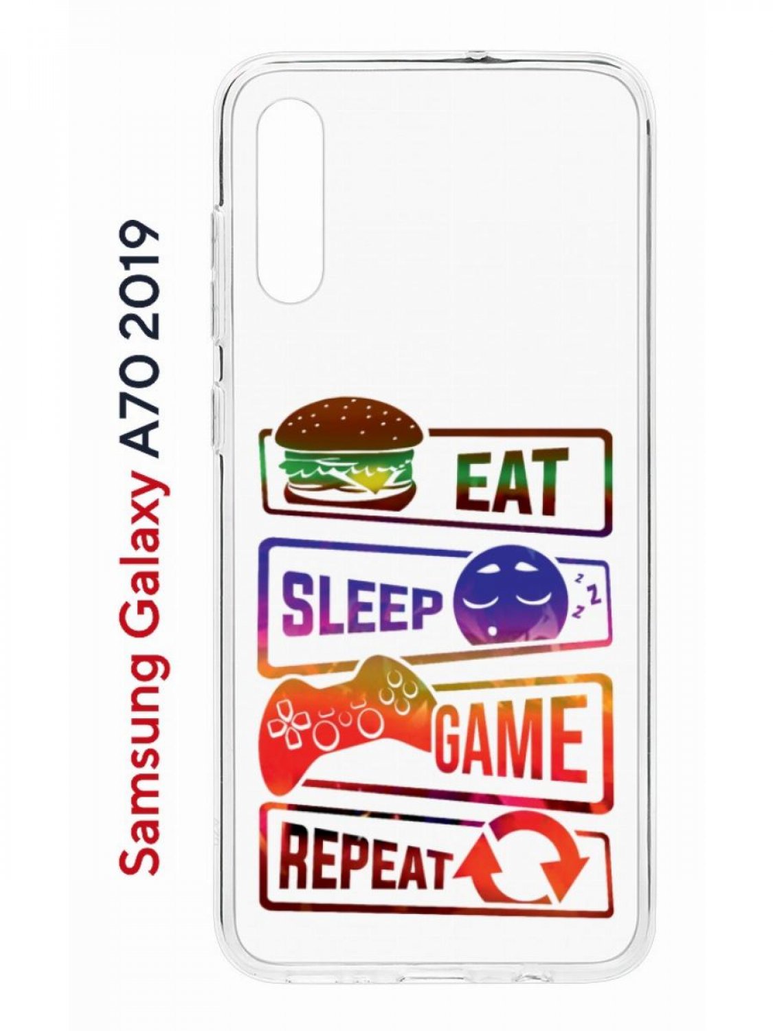 Чехол на Samsung Galaxy A70 Kruche Print Repeat,противоударный силиконовый бампер