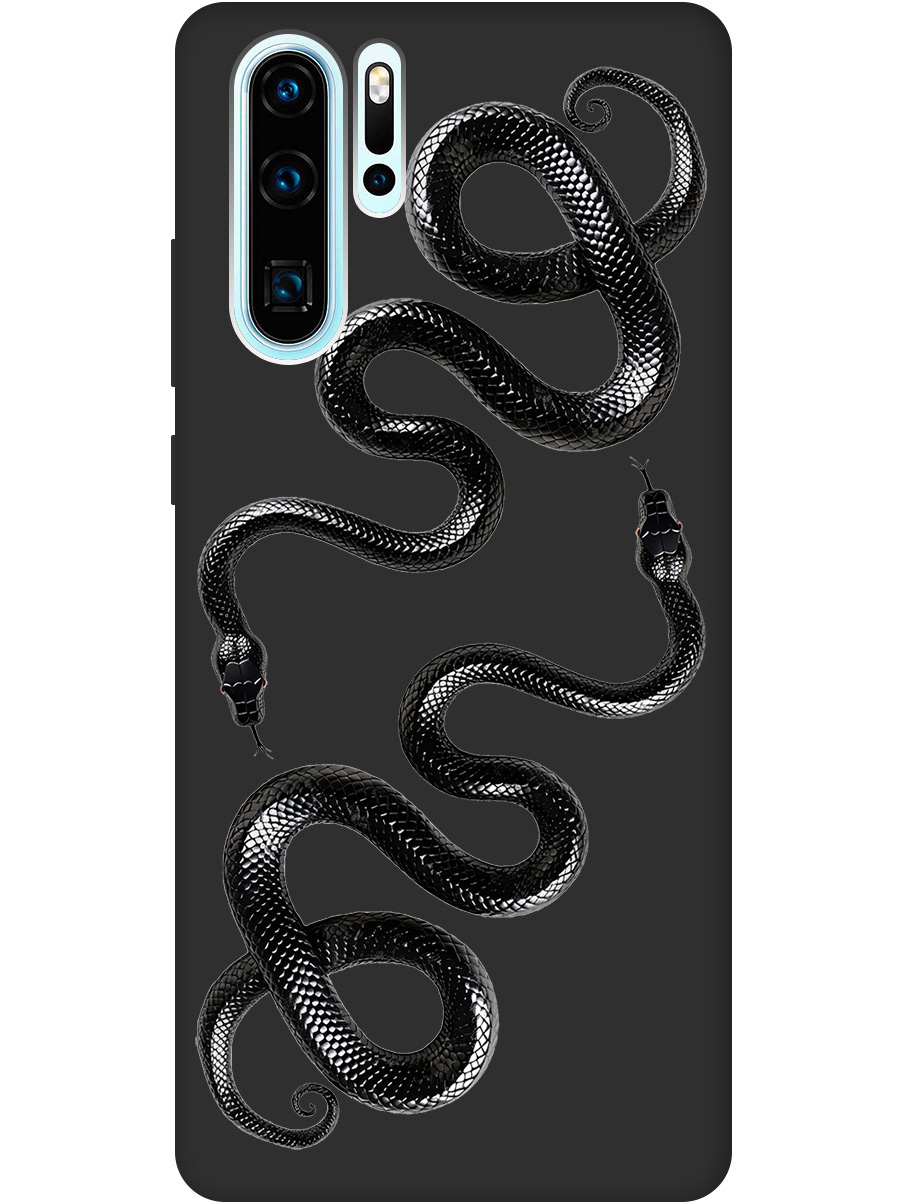 

Силиконовый чехол на Huawei P30 Pro с принтом "Черные мамбы" матовый черный, 720762413