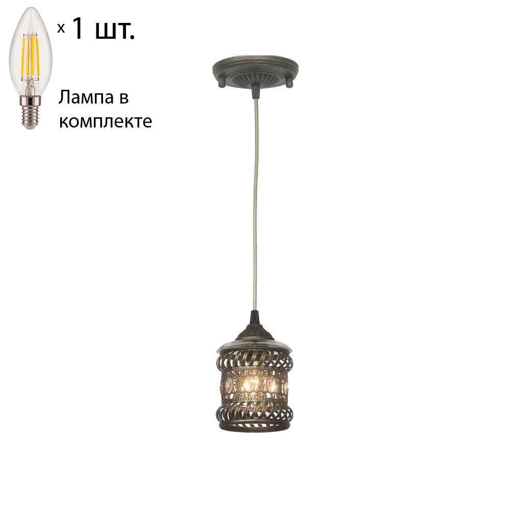 Подвесной светильник с лампочкой Favourite Arabia 1621-1P+Lamps E14 Свеча 100059617538