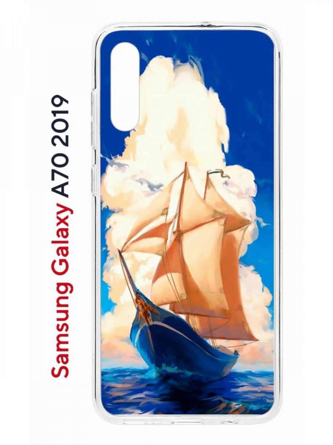 Чехол на Samsung Galaxy A70 Kruche Print Парусник,противоударный силиконовый бампер