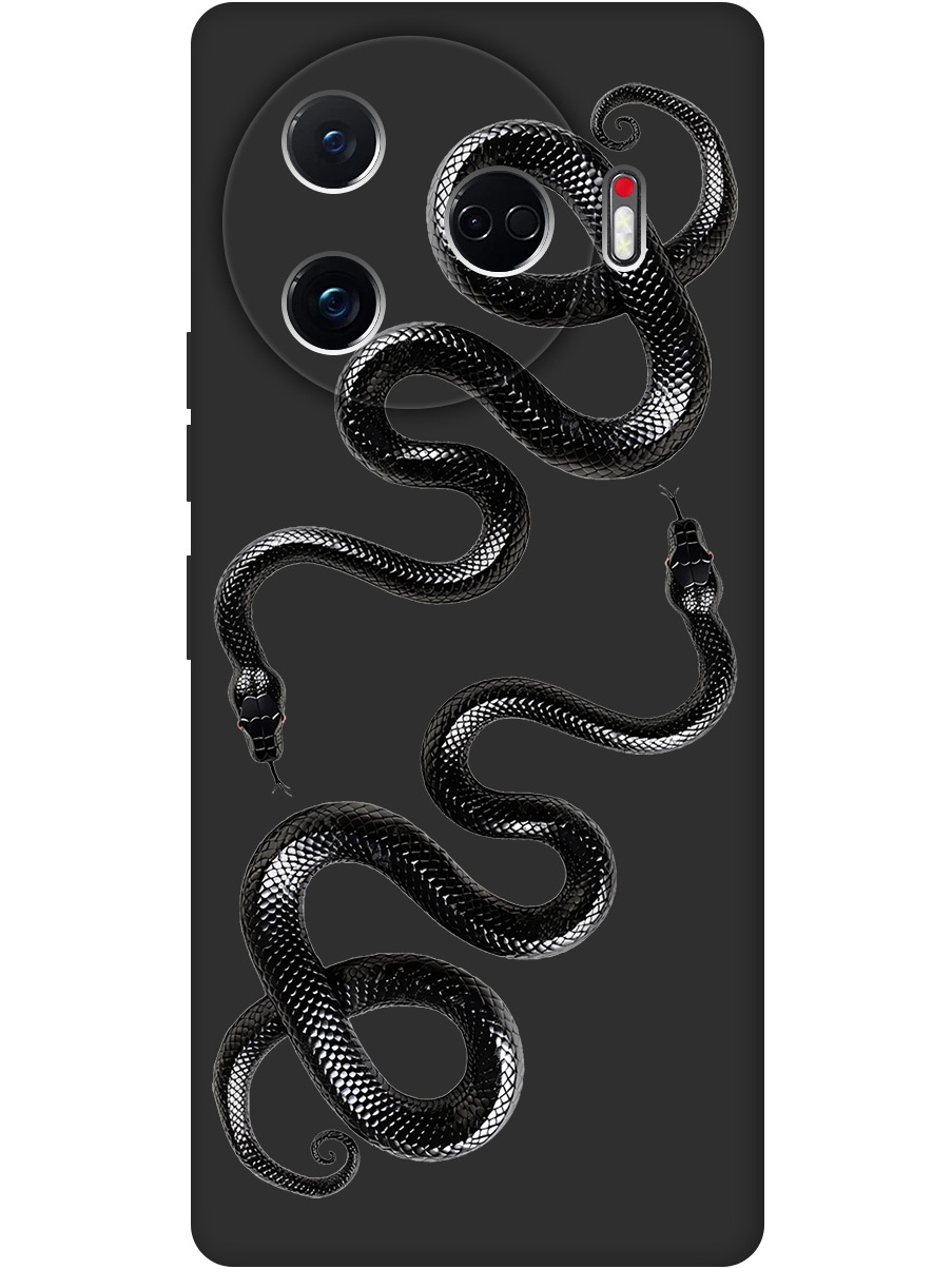 

Силиконовый чехол на Tecno Camon 30 Pro 5g с принтом "Черные мамбы" матовый черный, 782633613
