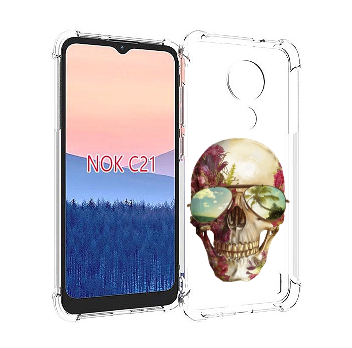 

Чехол MyPads Череп с очками для Nokia C21, Прозрачный, Tocco