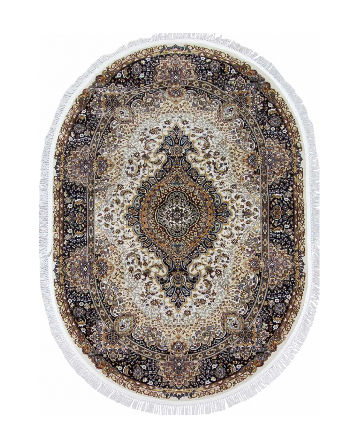 

Ковер Kitroom Plus Komsheh 240x330 овальный кремовый/темно-синий d414