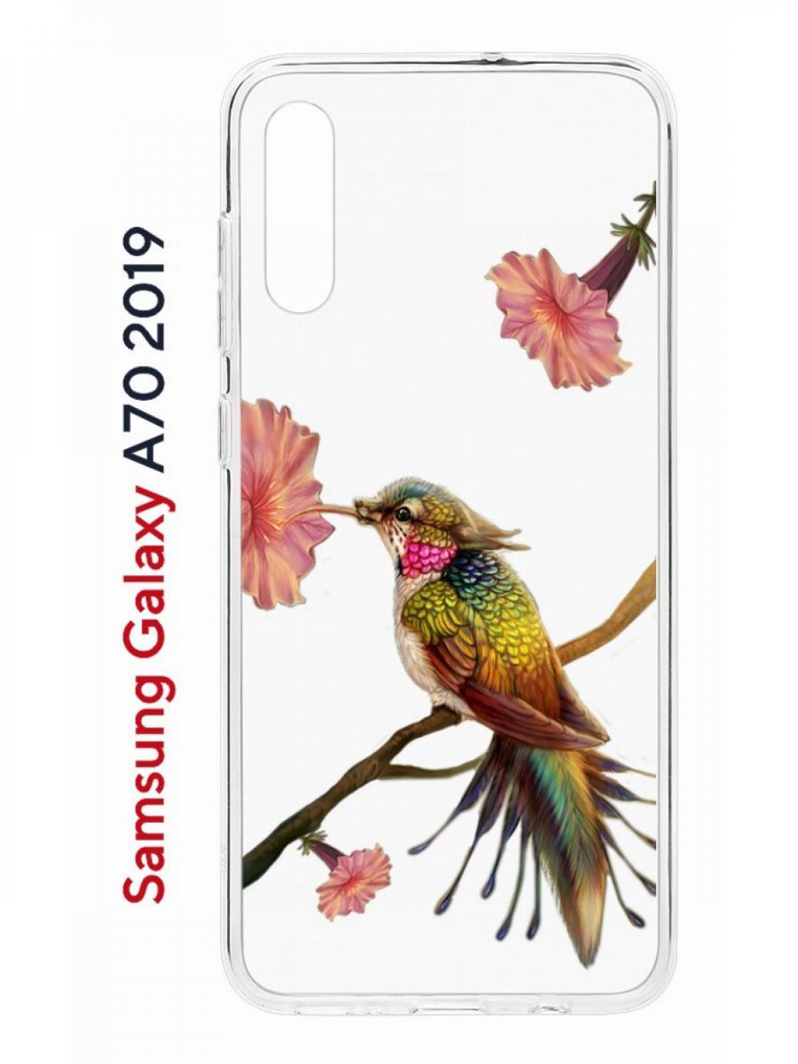 Чехол на Samsung Galaxy A70 Kruche Print Колибри,противоударный силиконовый бампер