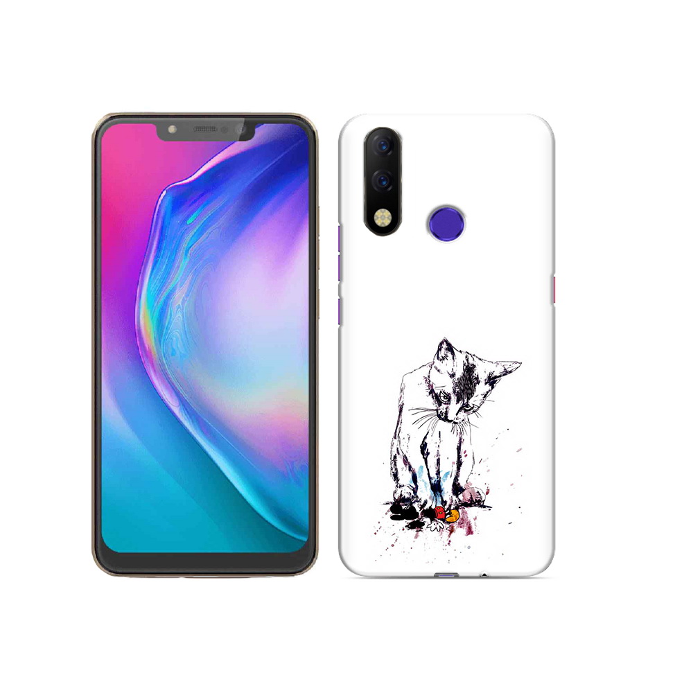 

Чехол MyPads Tocco для Tecno Spark 3 Pro кот и микки, Прозрачный, Tocco
