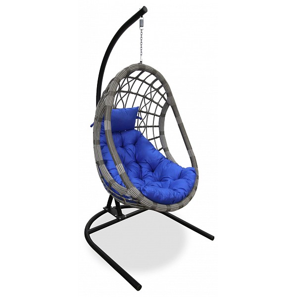 Кресло подвесное Garden Story Ривьера черное, подушка синяя