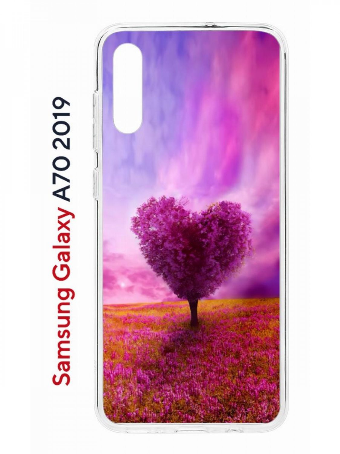 Чехол на Samsung Galaxy A70 Kruche Print Pink heart,противоударный силиконовый бампер