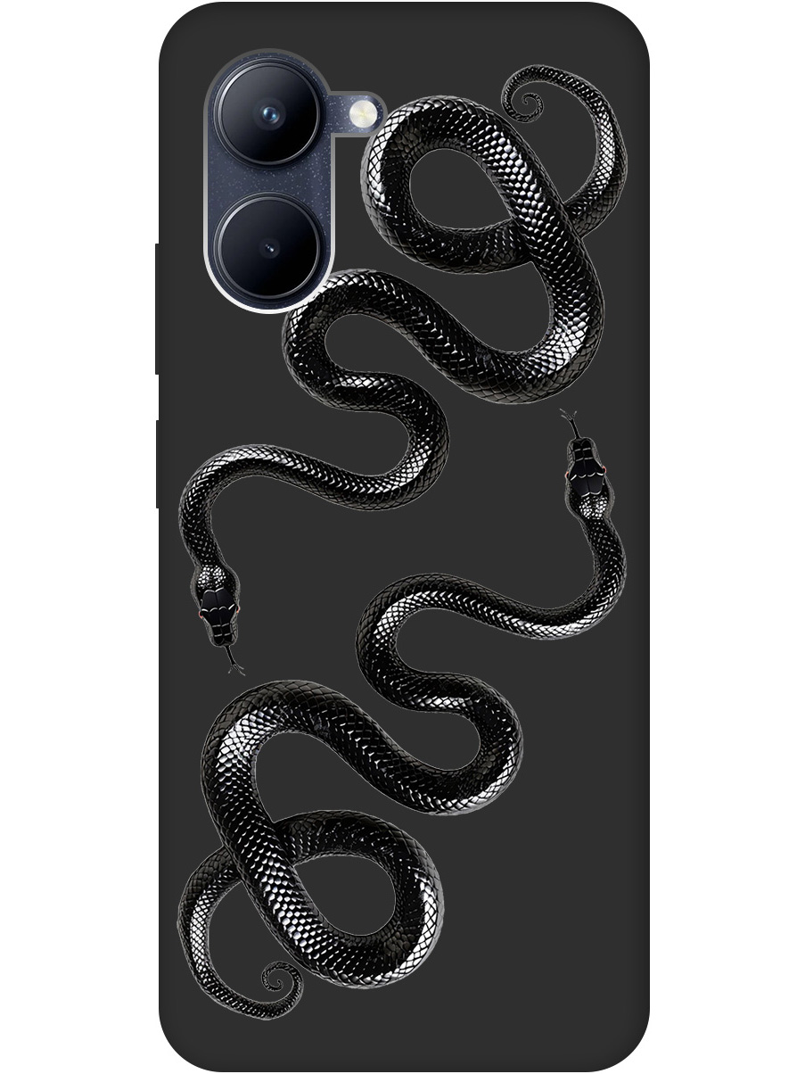 

Силиконовый чехол на realme C33 с принтом "Черные мамбы" матовый черный, 766400413