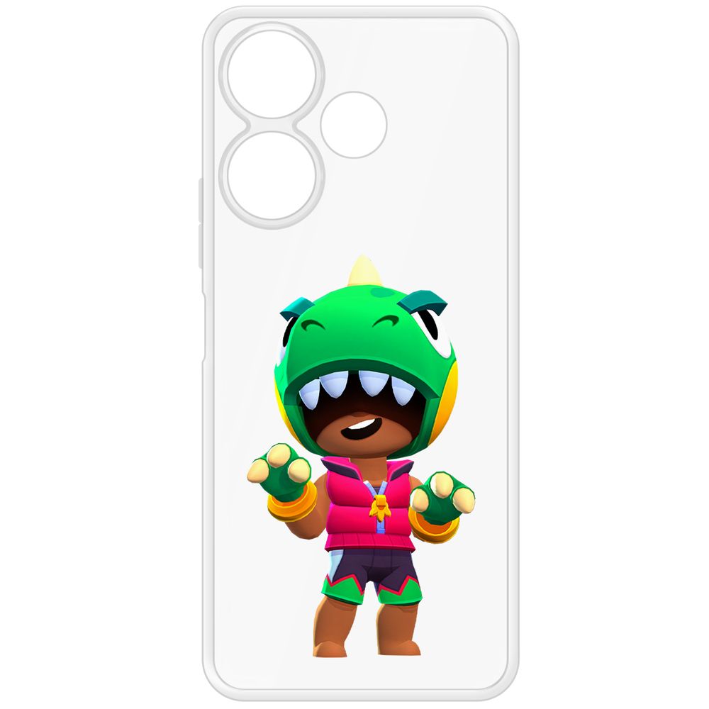 

Чехол-накладка Krutoff Clear Case Brawl Stars-Дино Леон для Xiaomi Poco M6 4G, Прозрачный