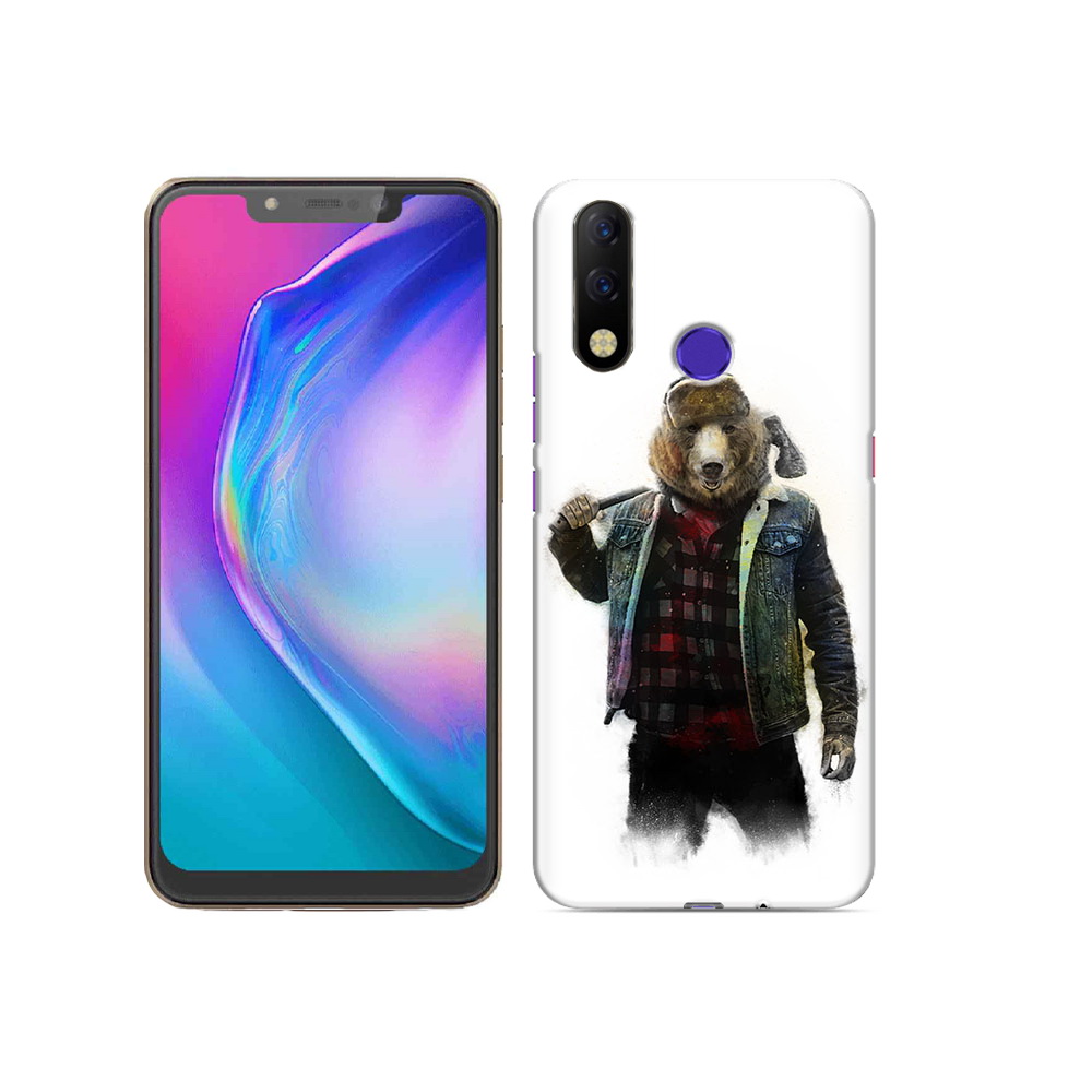 

Чехол MyPads Tocco для Tecno Spark 3 Pro медведь с топором, Прозрачный, Tocco