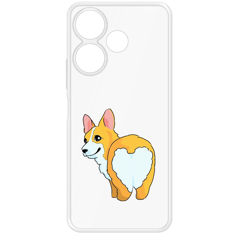 

Чехол-накладка Krutoff Clear Case Рисованный корги вид 2 для Xiaomi Poco M6 4G, Прозрачный