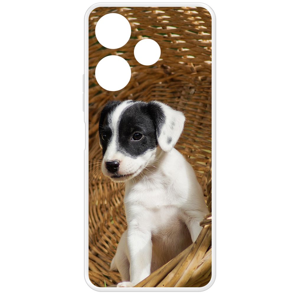 

Чехол-накладка Krutoff Clear Case Щенок в корзине для Xiaomi Poco M6 4G, Прозрачный