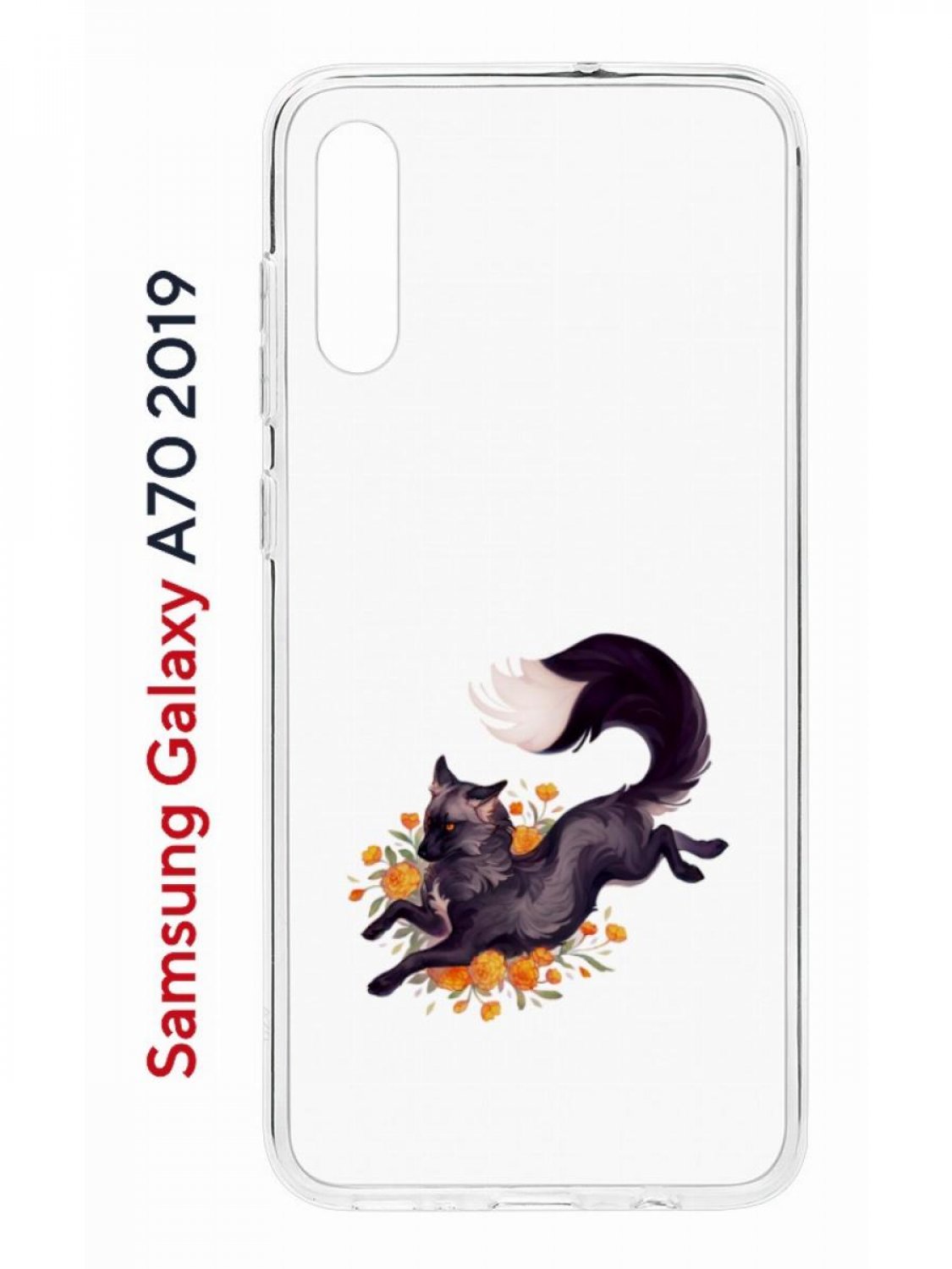 Чехол на Samsung Galaxy A70 Kruche Print Fox,противоударный силиконовый бампер с принтом