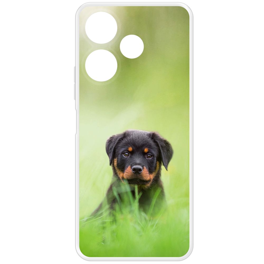 

Чехол-накладка Krutoff Clear Case Щенок ротвейлера для Xiaomi Poco M6 4G, Прозрачный