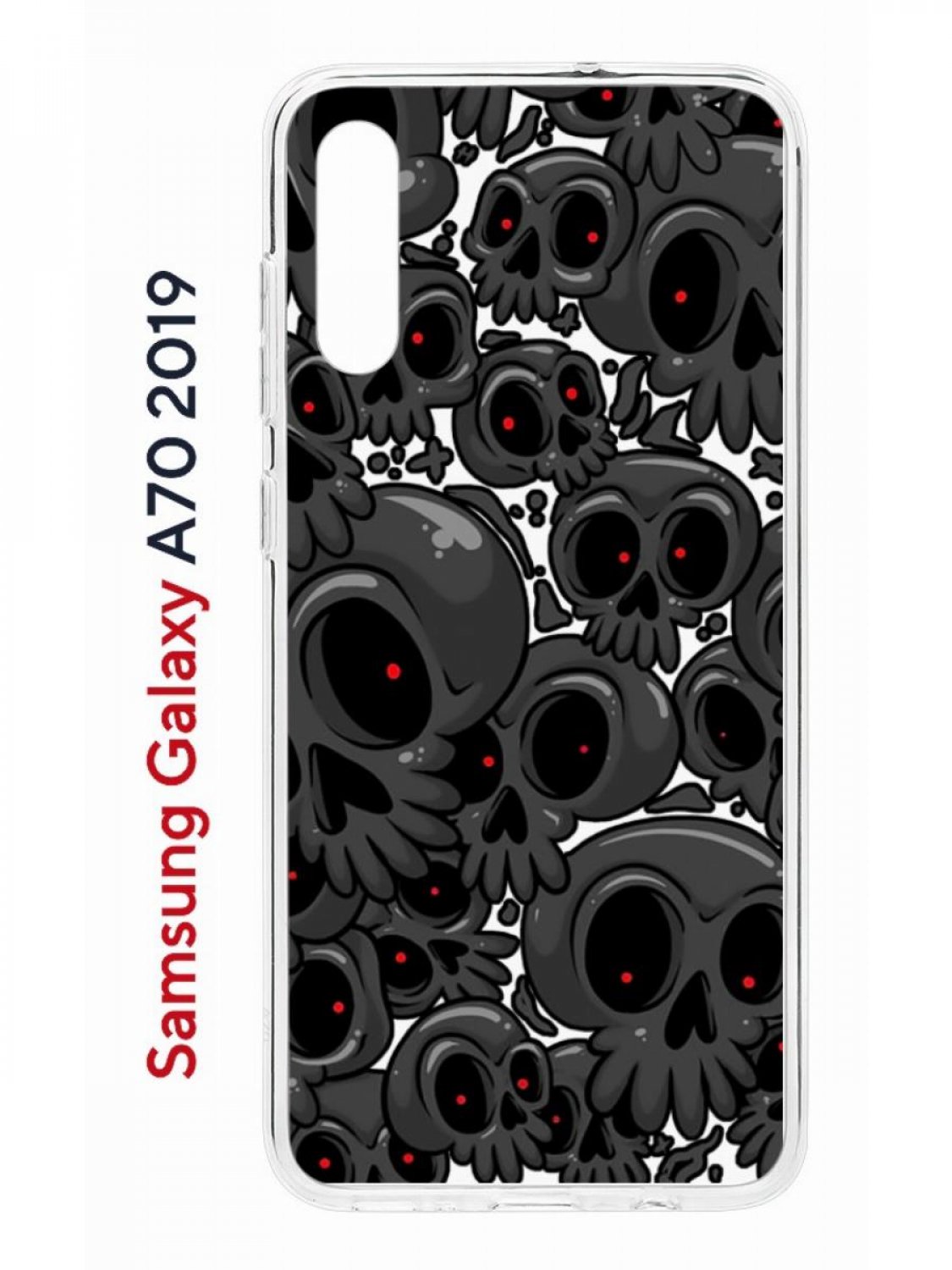 Чехол на Samsung Galaxy A70 Kruche Print Skull gray,противоударный силиконовый бампер