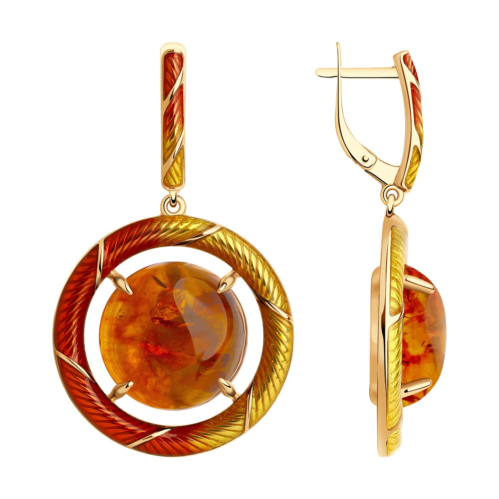

Серьги женские из серебра Diamant 93-321-00831-2, янтарь/эмаль, 93-321-00831-2