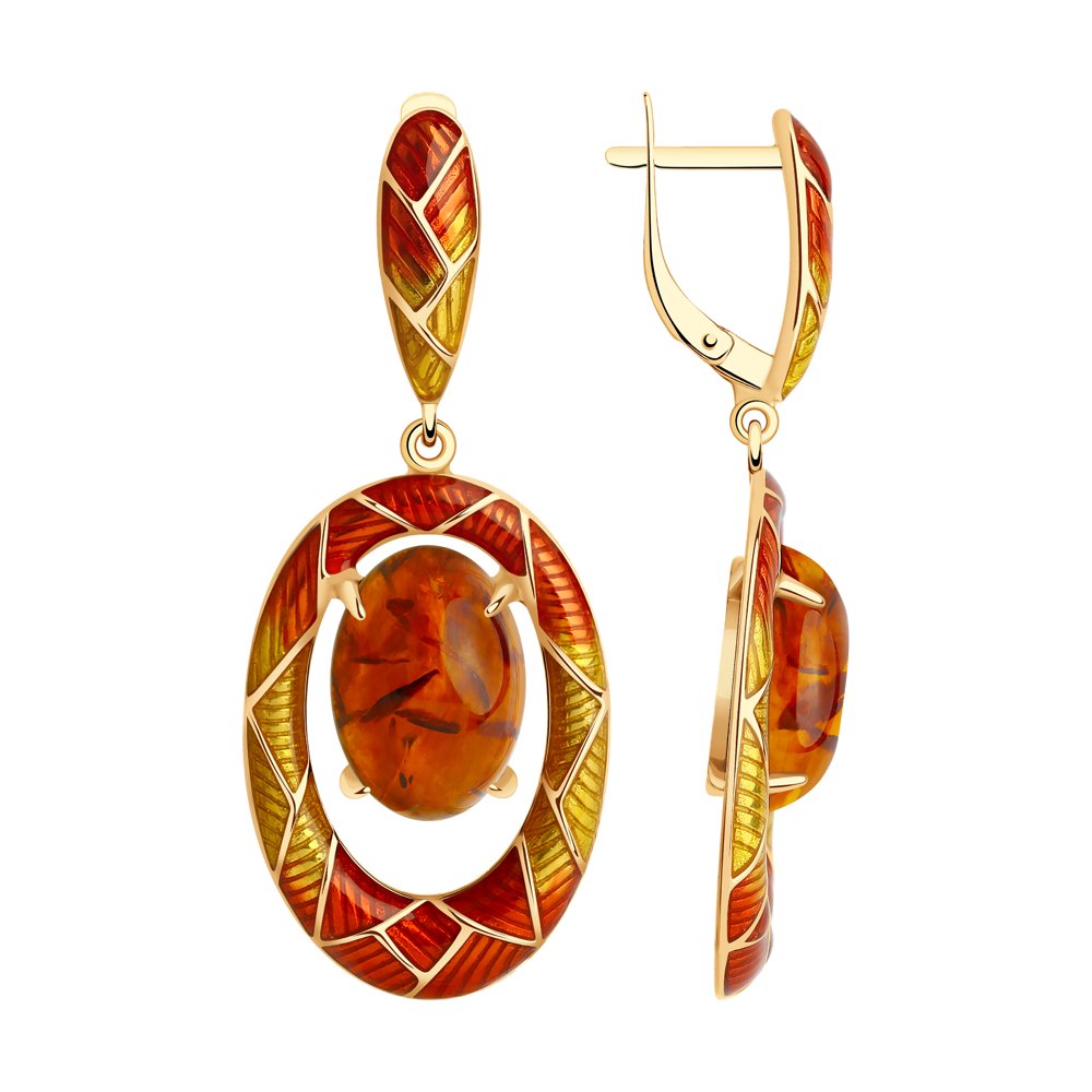 

Серьги женские из серебра Diamant 93-321-00855-1, янтарь/эмаль, 93-321-00855-1