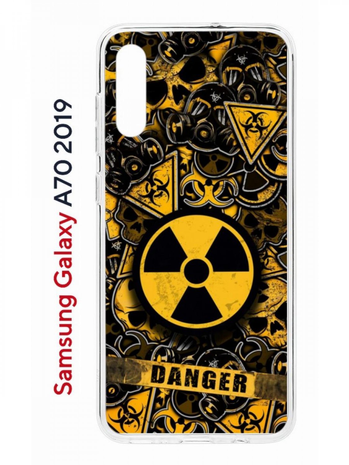 

Чехол на Samsung Galaxy A70 Kruche Print Danger,противоударный силиконовый бампер, Прозрачный;черный;коричневый;желтый, Самсунг Галакси А70 силиконовый