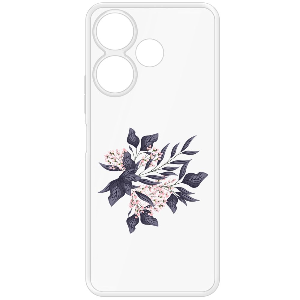 

Чехол-накладка Krutoff Clear Case Розовые бутоны для Xiaomi Poco M6 4G, Прозрачный