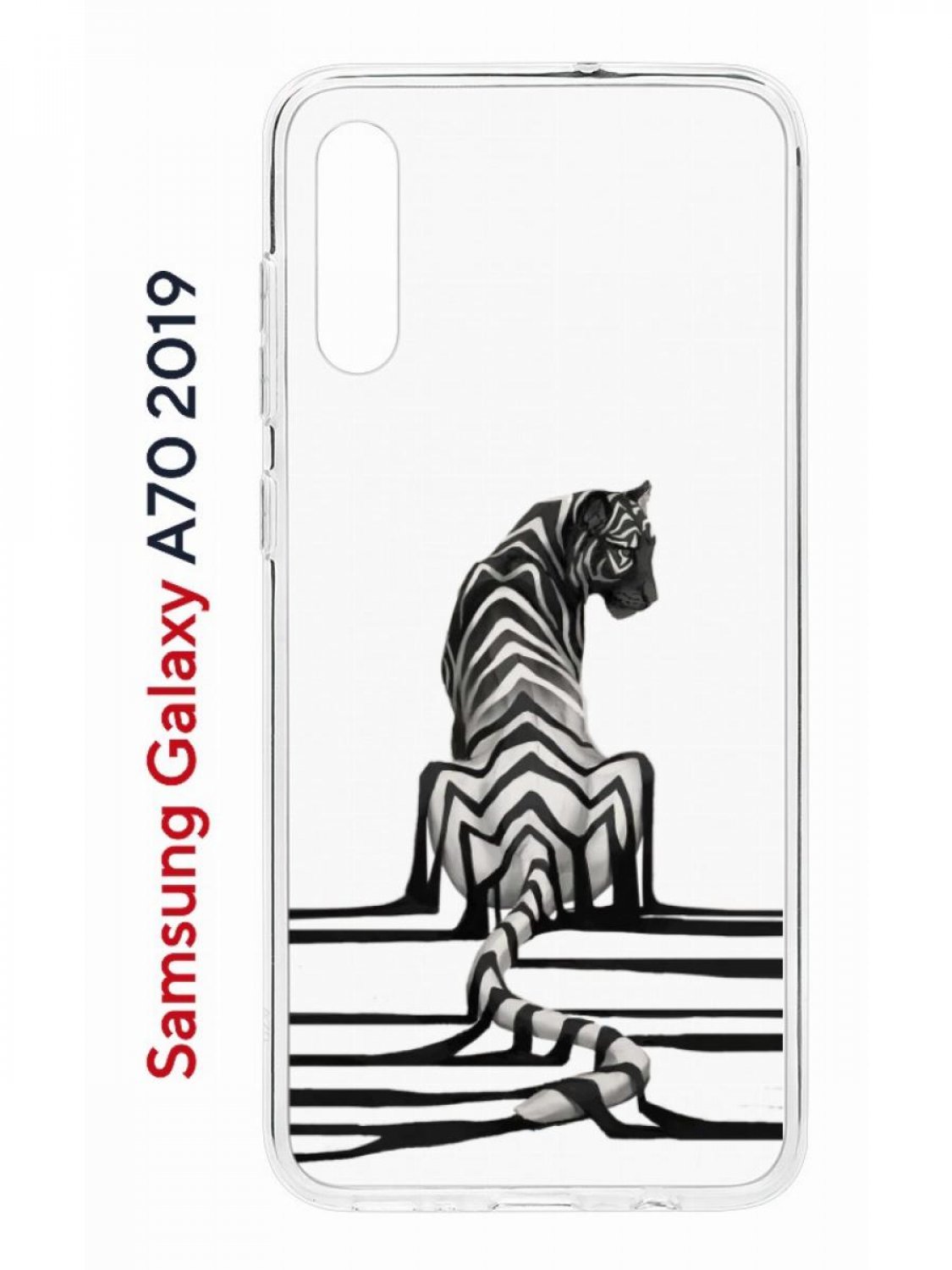 Чехол на Samsung Galaxy A70 Kruche Print Tiger,противоударный силиконовый бампер с принтом