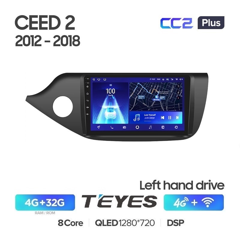 

Магнитола Teyes CC2 4/32 Kia Ceed 2012 - 2018 матовая рамка, СС2 Plus