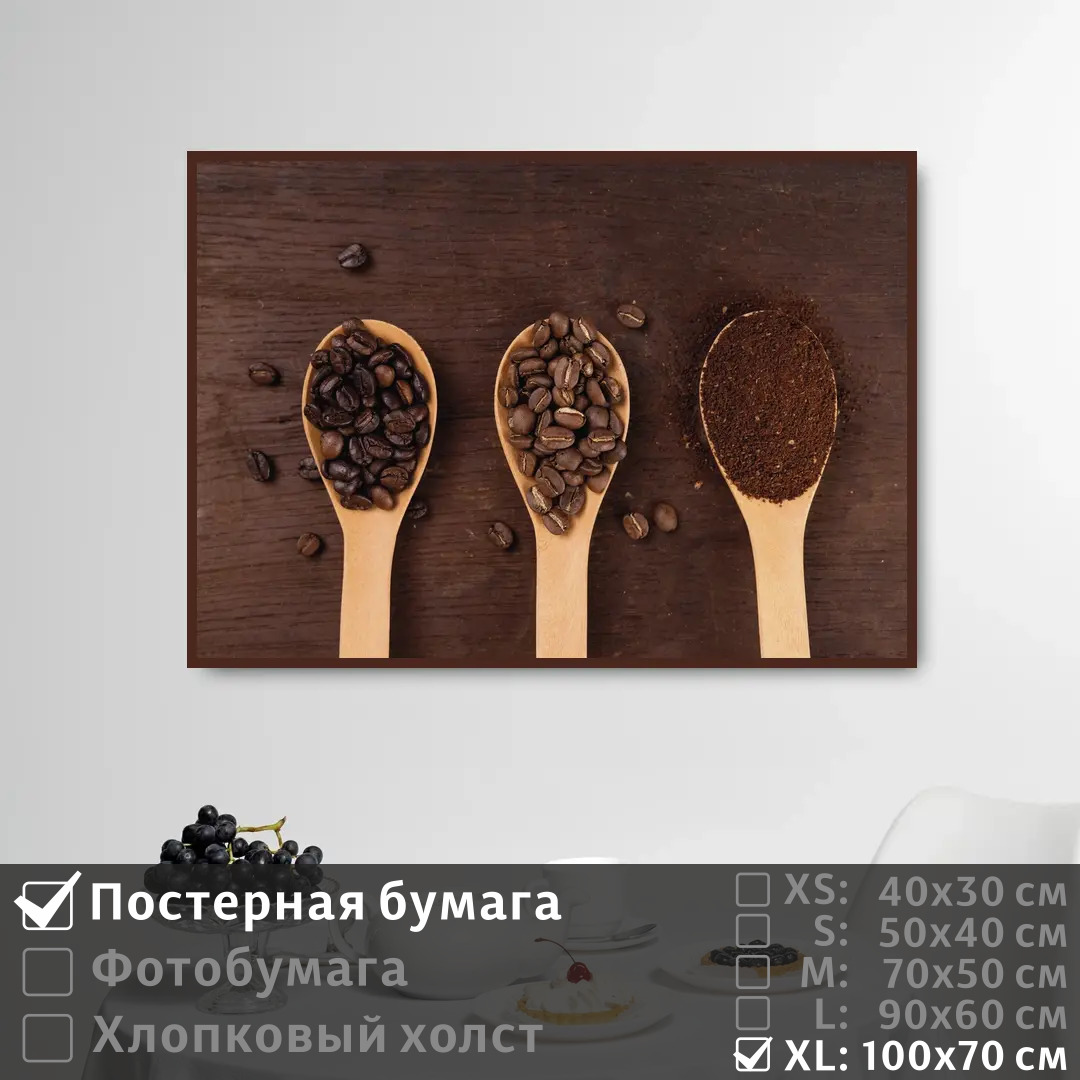 

Постер на стену ПолиЦентр Кофе на стену для кухни 100х70 см, КофеНаСтенуДляКухни1