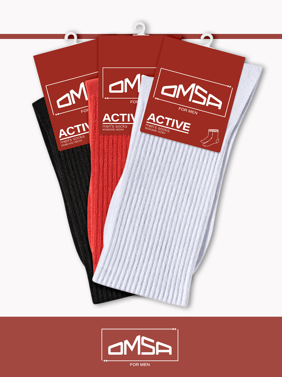 Комплект носков мужских Omsa ACTIVE 116 белый; оранжевый; черный 36-38, 3 пары