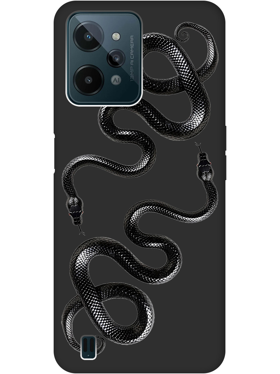 

Силиконовый чехол на realme C31 с принтом "Черные мамбы" матовый черный, 766400313
