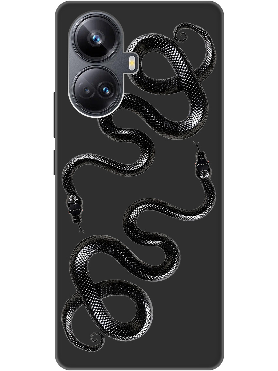 

Силиконовый чехол на Realme 10 Pro+ с принтом "Черные мамбы" матовый черный, 768741913