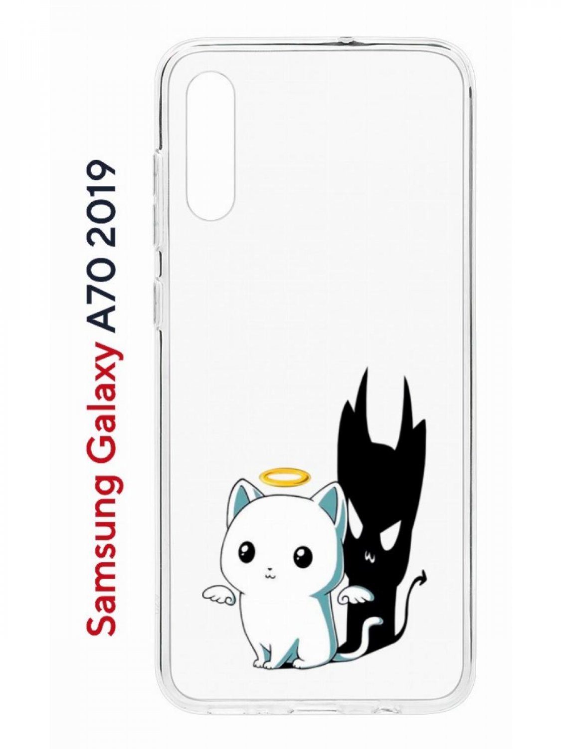 Чехол на Samsung Galaxy A70 Kruche Print Angel Demon,противоударный силиконовый бампер