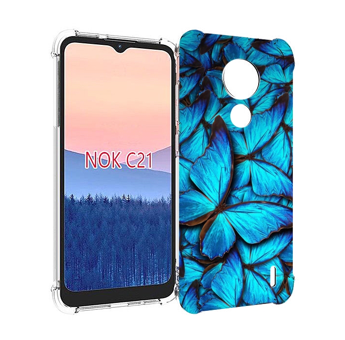 

Чехол MyPads бирюзовые бабочки для Nokia C21, Прозрачный, Tocco