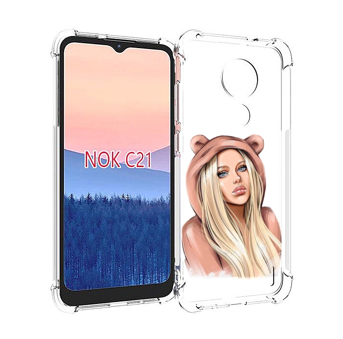 

Чехол MyPads блондинка-в-капюшоне женский для Nokia C21, Прозрачный, Tocco