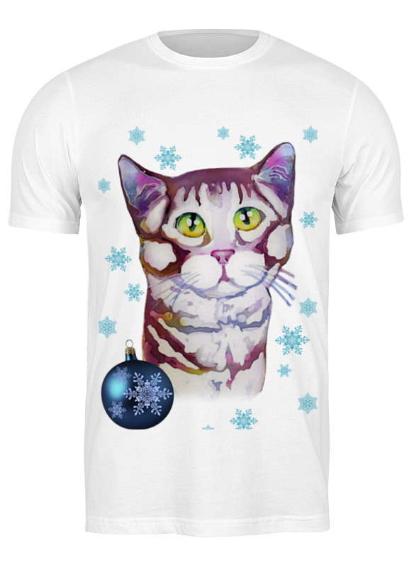 

Футболка унисекс Printio Котик в снежинках. белая 2XL, Белый, Котик в снежинках.